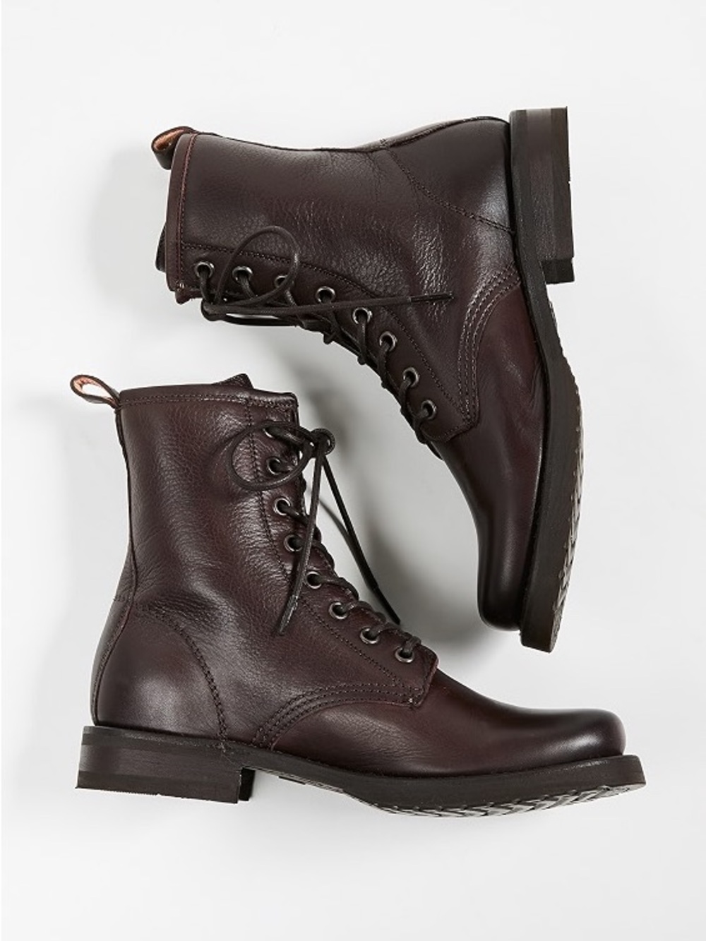 Frye Veronica Lace-Up Combat Boots - Dark Brown
